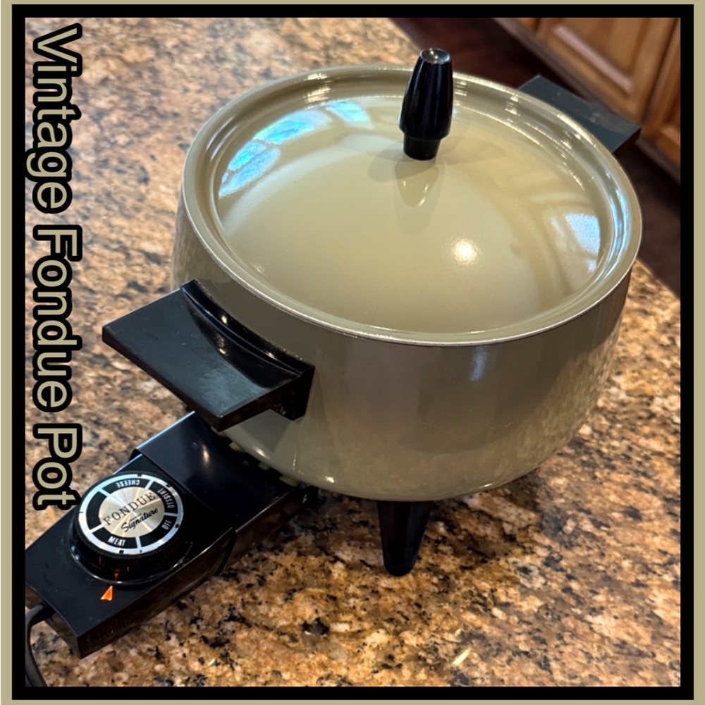 🔆FONDUE POT VINTAGE AVOCADO GREEN ELECTRIC